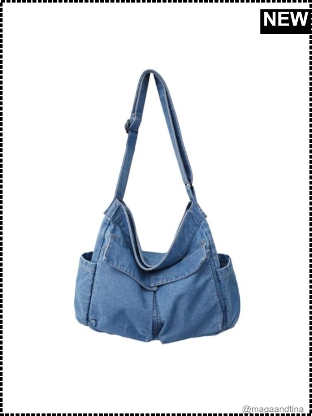 Denim Canvas Messenger Shoulder Bag Crossbody Tote Adjustable Strap